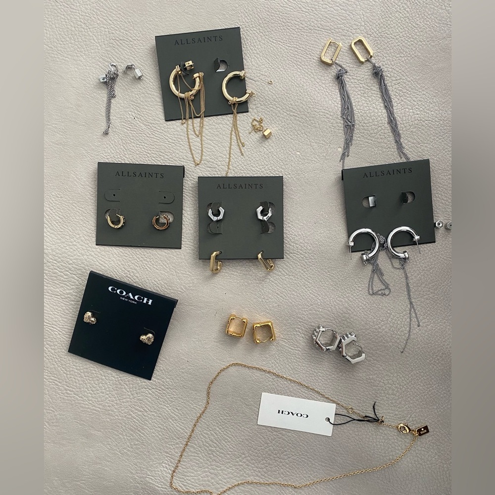 LOT OF 10 SALVAGED Coach & AllSaints Jewelry MSRP $600
